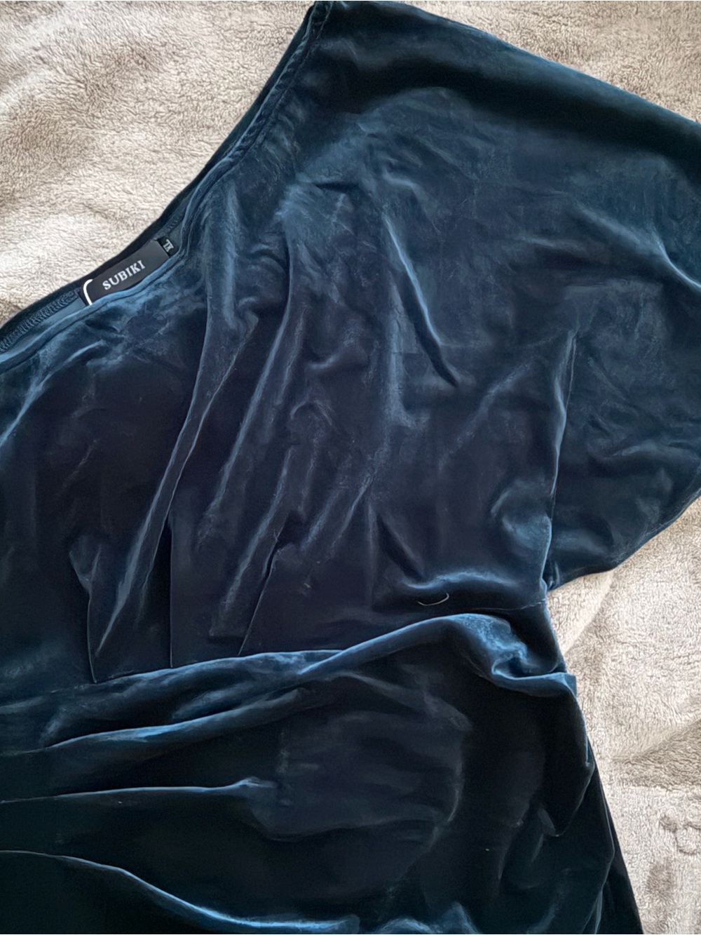 Asymmetrical Velvet Dress - Blue